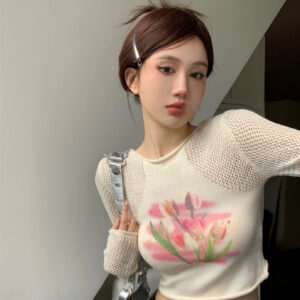 Women's Retro Long-sleeved Knitted Blouse